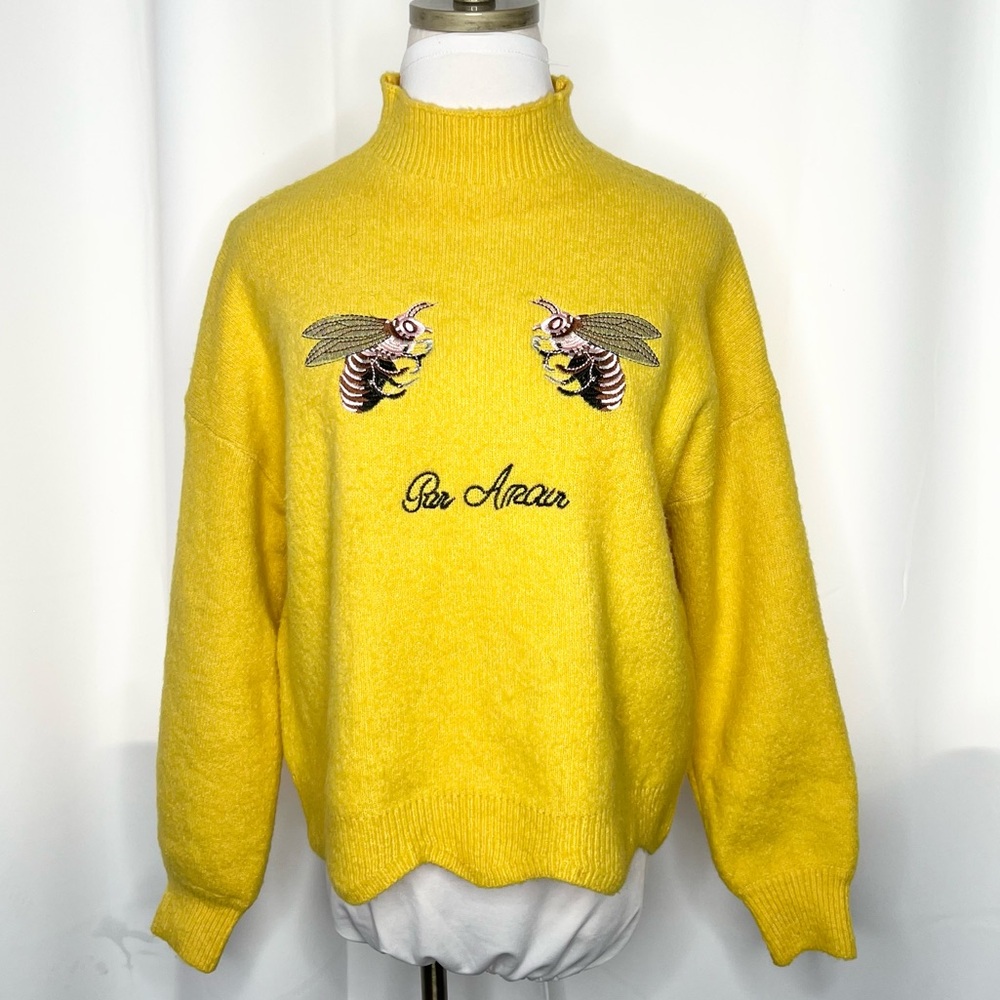 CODE X MODE Embroidered Bumblebee Mock Neck Sweater E
